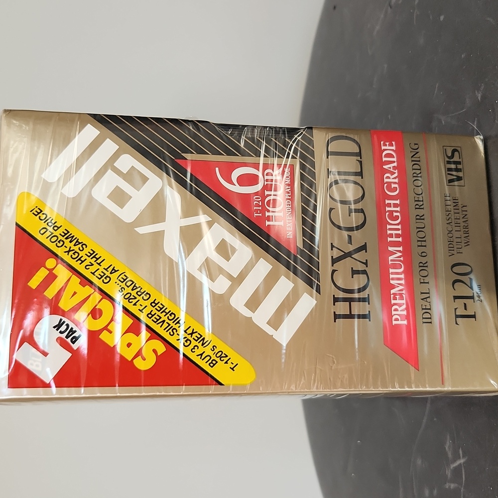 Maxwell 5 Pack 6 Hr VHS Tapes New in Wrap